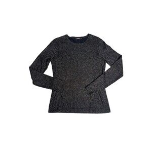J. McLaughlin Size Small Black Sliver Shimmer Metallic Shirt Long Sleeve top